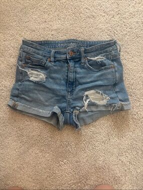 American Eagle Outfitters Distressed Medium Blue Denim Cutoff Shorts